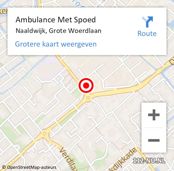 Locatie op kaart van de 112 melding: Ambulance Met Spoed Naar Naaldwijk, Grote Woerdlaan op 1 juni 2024 13:36