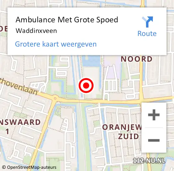 Locatie op kaart van de 112 melding: Ambulance Met Grote Spoed Naar Waddinxveen op 1 juni 2024 13:36