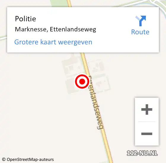 Locatie op kaart van de 112 melding: Politie Marknesse, Ettenlandseweg op 1 juni 2024 13:43