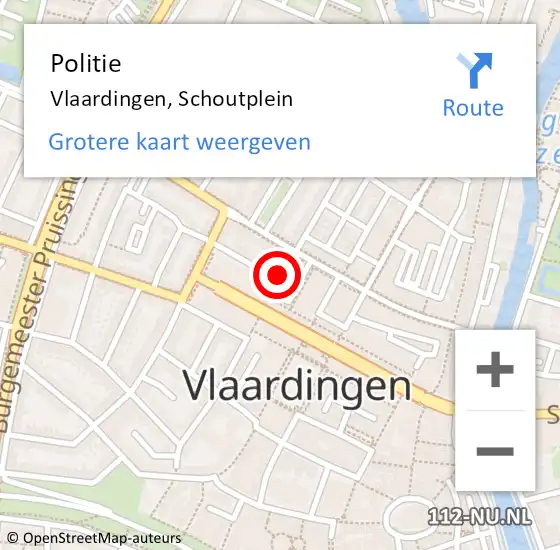 Locatie op kaart van de 112 melding: Politie Vlaardingen, Schoutplein op 1 juni 2024 14:05