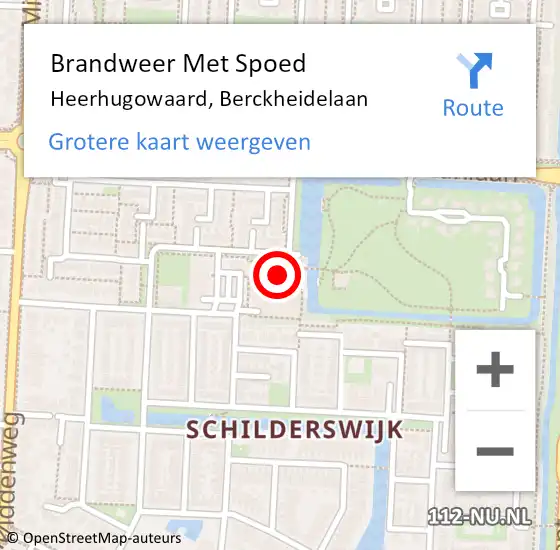 Locatie op kaart van de 112 melding: Brandweer Met Spoed Naar Heerhugowaard, Berckheidelaan op 1 juni 2024 14:10