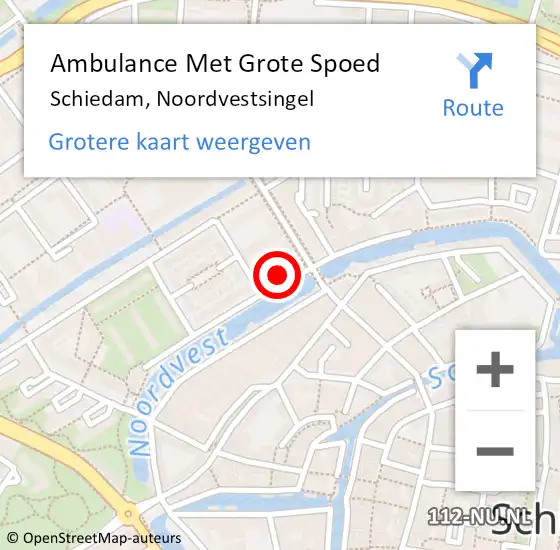 Locatie op kaart van de 112 melding: Ambulance Met Grote Spoed Naar Schiedam, Noordvestsingel op 1 juni 2024 14:10