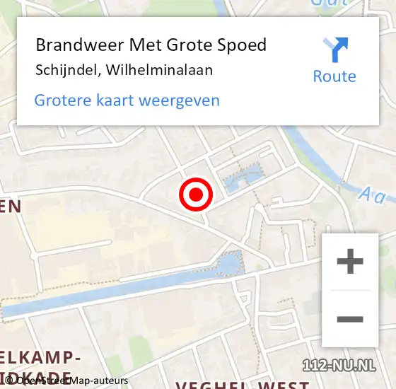 Locatie op kaart van de 112 melding: Brandweer Met Grote Spoed Naar Schijndel, Wilhelminalaan op 1 juni 2024 14:30