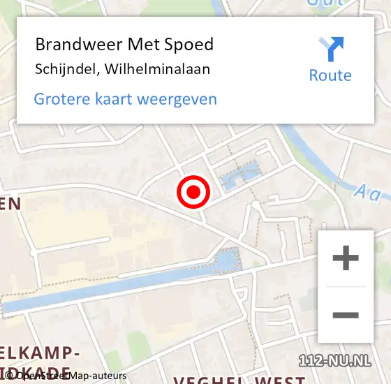 Locatie op kaart van de 112 melding: Brandweer Met Spoed Naar Schijndel, Wilhelminalaan op 1 juni 2024 14:32