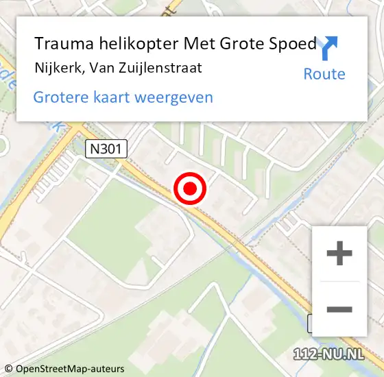 Locatie op kaart van de 112 melding: Trauma helikopter Met Grote Spoed Naar Nijkerk, Van Zuijlenstraat op 1 juni 2024 14:34