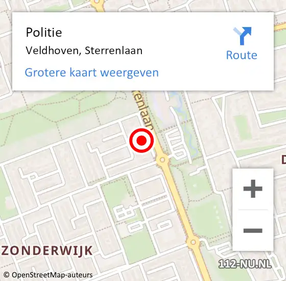 Locatie op kaart van de 112 melding: Politie Veldhoven, Sterrenlaan op 1 juni 2024 14:45