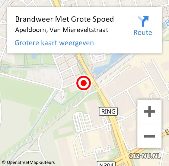 Locatie op kaart van de 112 melding: Brandweer Met Grote Spoed Naar Apeldoorn, Van Miereveltstraat op 7 oktober 2014 23:18