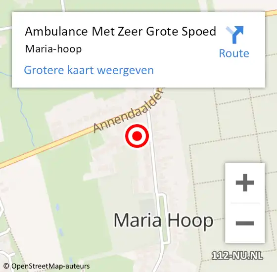 Locatie op kaart van de 112 melding: Ambulance Met Zeer Grote Spoed Naar Maria-hoop op 1 juni 2024 14:55