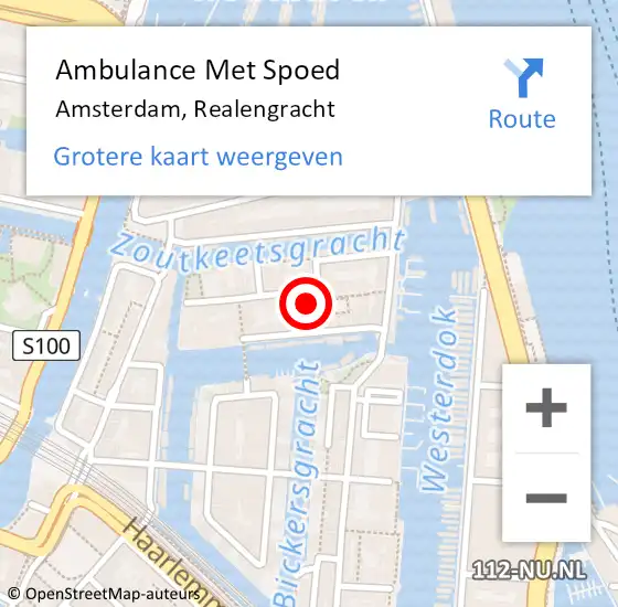 Locatie op kaart van de 112 melding: Ambulance Met Spoed Naar Amsterdam, Realengracht op 1 juni 2024 14:59