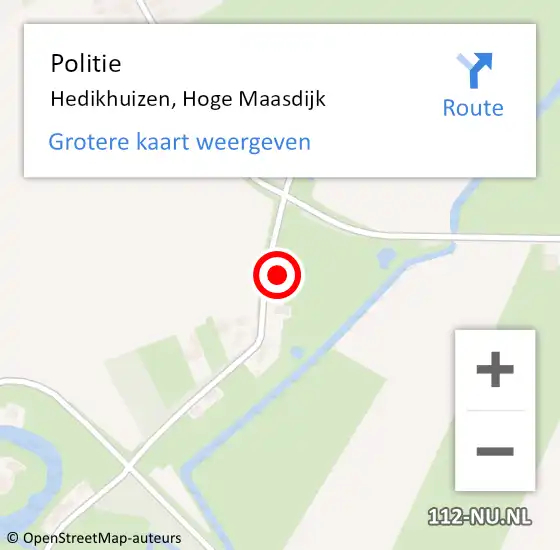 Locatie op kaart van de 112 melding: Politie Hedikhuizen, Hoge Maasdijk op 1 juni 2024 15:01