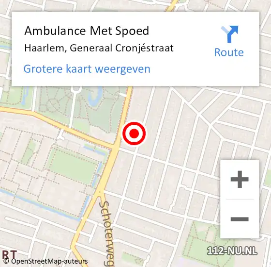 Locatie op kaart van de 112 melding: Ambulance Met Spoed Naar Haarlem, Generaal Cronjéstraat op 1 juni 2024 15:25