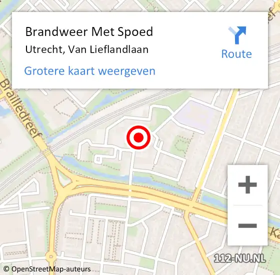 Locatie op kaart van de 112 melding: Brandweer Met Spoed Naar Utrecht, Van Lieflandlaan op 1 juni 2024 15:26