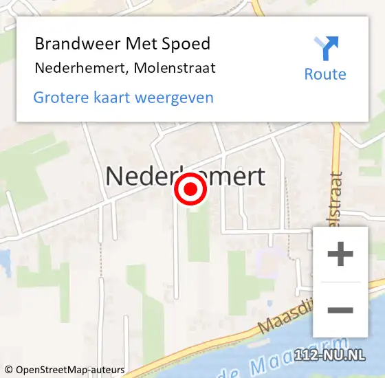 Locatie op kaart van de 112 melding: Brandweer Met Spoed Naar Nederhemert, Molenstraat op 1 juni 2024 15:41