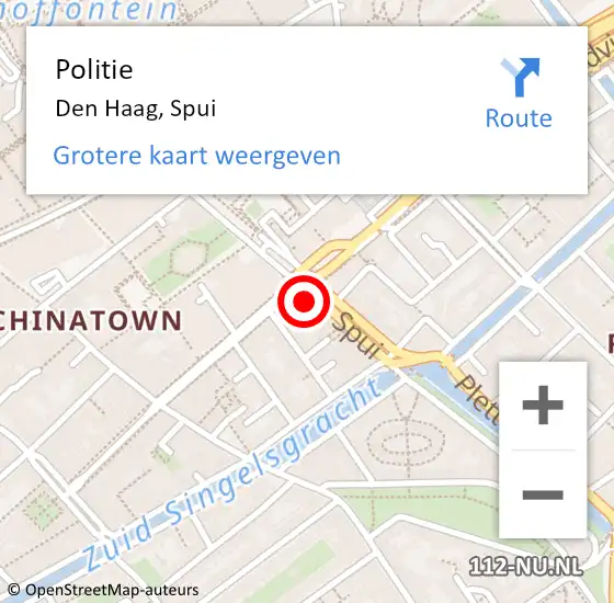 Locatie op kaart van de 112 melding: Politie Den Haag, Spui op 1 juni 2024 15:43