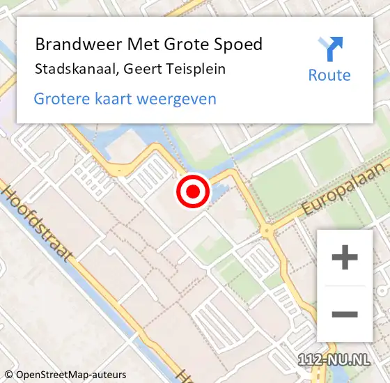 Locatie op kaart van de 112 melding: Brandweer Met Grote Spoed Naar Stadskanaal, Geert Teisplein op 7 oktober 2014 23:40