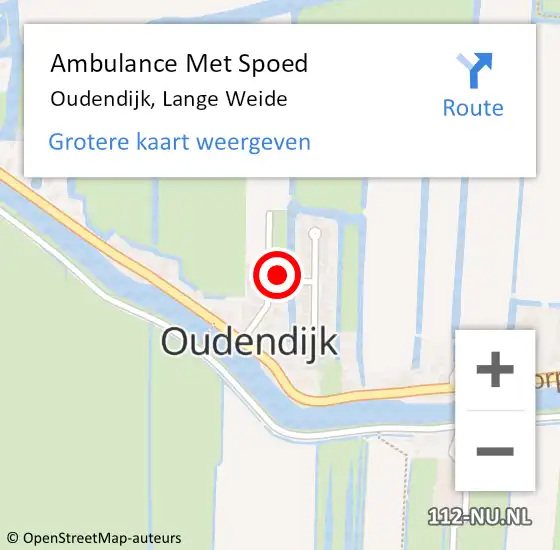 Locatie op kaart van de 112 melding: Ambulance Met Spoed Naar Oudendijk, Lange Weide op 1 juni 2024 16:22