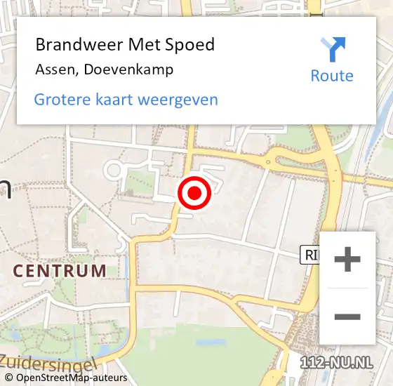 Locatie op kaart van de 112 melding: Brandweer Met Spoed Naar Assen, Doevenkamp op 1 juni 2024 16:26