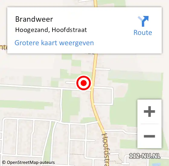 Locatie op kaart van de 112 melding: Brandweer Hoogezand, Hoofdstraat op 1 juni 2024 16:34