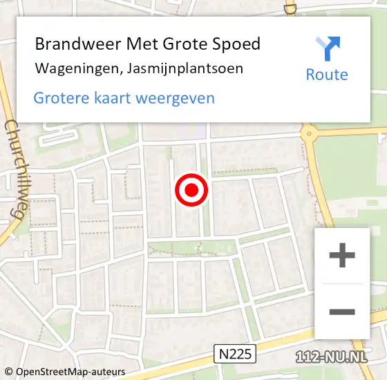 Locatie op kaart van de 112 melding: Brandweer Met Grote Spoed Naar Wageningen, Jasmijnplantsoen op 1 juni 2024 16:40