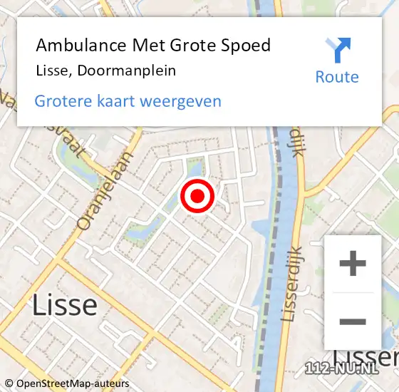 Locatie op kaart van de 112 melding: Ambulance Met Grote Spoed Naar Lisse, Doormanplein op 1 juni 2024 16:45