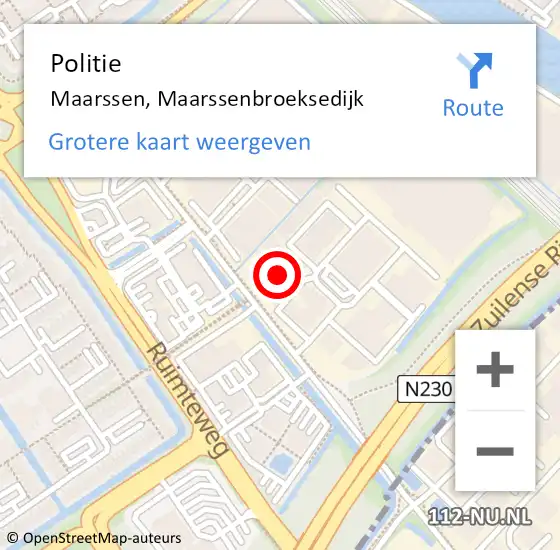 Locatie op kaart van de 112 melding: Politie Maarssen, Maarssenbroeksedijk op 1 juni 2024 17:04