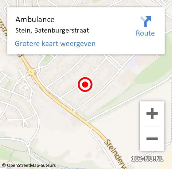 Locatie op kaart van de 112 melding: Ambulance Stein, Batenburgerstraat op 7 oktober 2014 23:55