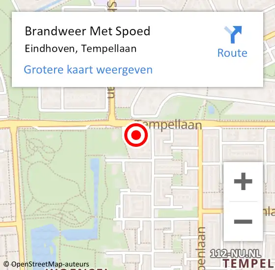 Locatie op kaart van de 112 melding: Brandweer Met Spoed Naar Eindhoven, Tempellaan op 1 juni 2024 17:17