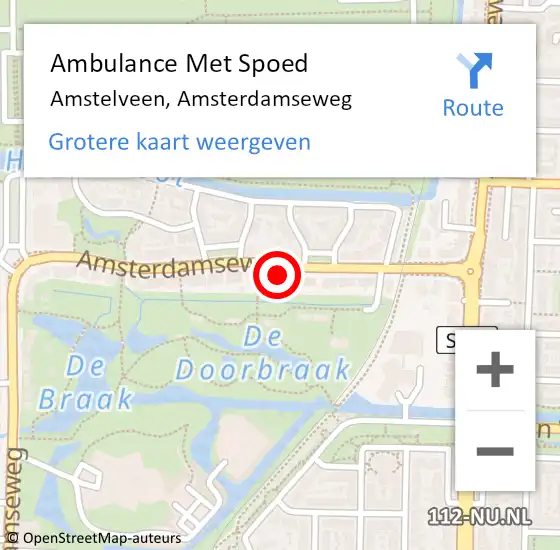 Locatie op kaart van de 112 melding: Ambulance Met Spoed Naar Amstelveen, Amsterdamseweg op 1 juni 2024 17:26