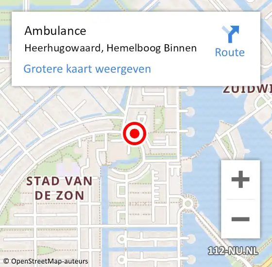 Locatie op kaart van de 112 melding: Ambulance Heerhugowaard, Hemelboog Binnen op 1 juni 2024 17:34