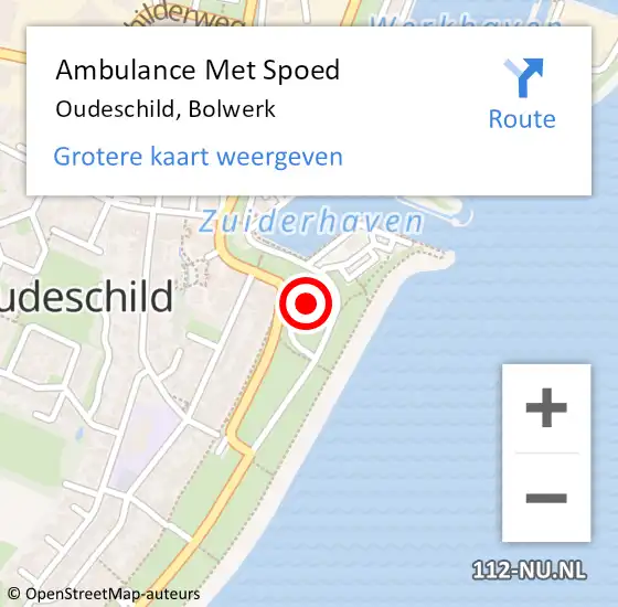 Locatie op kaart van de 112 melding: Ambulance Met Spoed Naar Oudeschild, Bolwerk op 1 juni 2024 17:41