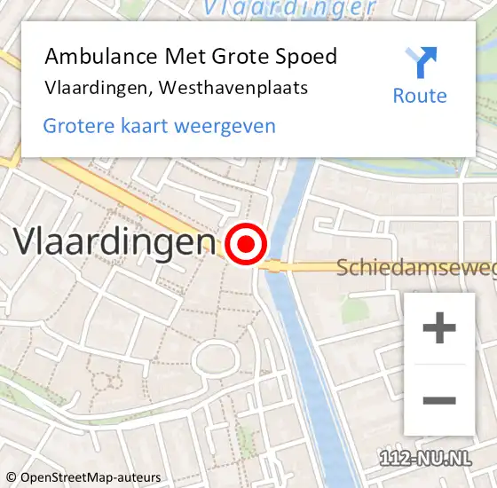 Locatie op kaart van de 112 melding: Ambulance Met Grote Spoed Naar Vlaardingen, Westhavenplaats op 1 juni 2024 18:16