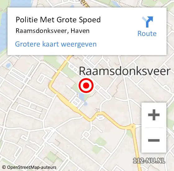 Locatie op kaart van de 112 melding: Politie Met Grote Spoed Naar Raamsdonksveer, Haven op 1 juni 2024 18:20