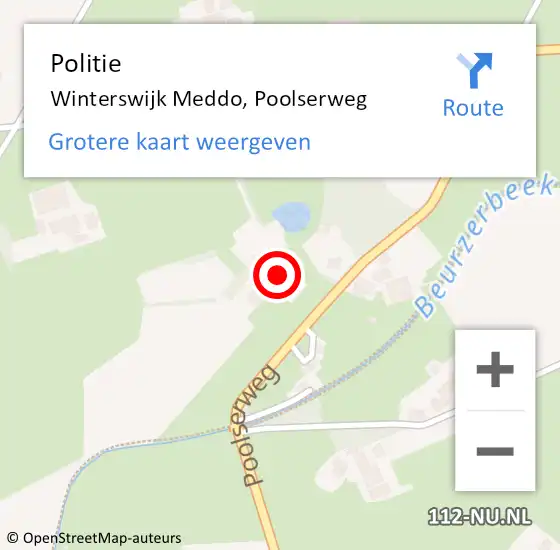 Locatie op kaart van de 112 melding: Politie Winterswijk Meddo, Poolserweg op 1 juni 2024 18:20