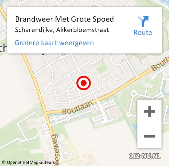 Locatie op kaart van de 112 melding: Brandweer Met Grote Spoed Naar Scharendijke, Akkerbloemstraat op 8 oktober 2014 00:11