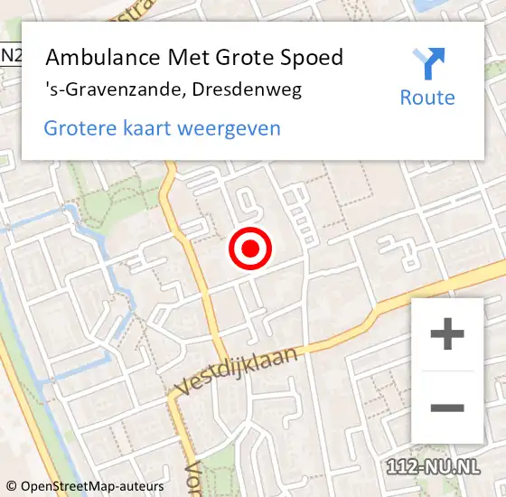 Locatie op kaart van de 112 melding: Ambulance Met Grote Spoed Naar 's-Gravenzande, Dresdenweg op 1 juni 2024 18:29