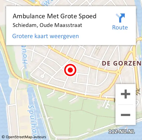 Locatie op kaart van de 112 melding: Ambulance Met Grote Spoed Naar Schiedam, Oude Maasstraat op 1 juni 2024 18:47
