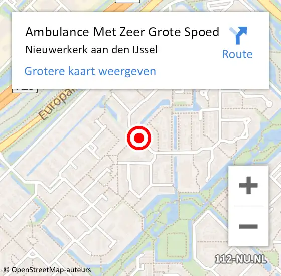 Locatie op kaart van de 112 melding: Ambulance Met Zeer Grote Spoed Naar Nieuwerkerk aan den IJssel, Kroonkruid op 1 juni 2024 19:01