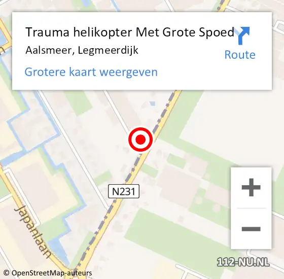 Locatie op kaart van de 112 melding: Trauma helikopter Met Grote Spoed Naar Aalsmeer, Legmeerdijk op 1 juni 2024 19:27