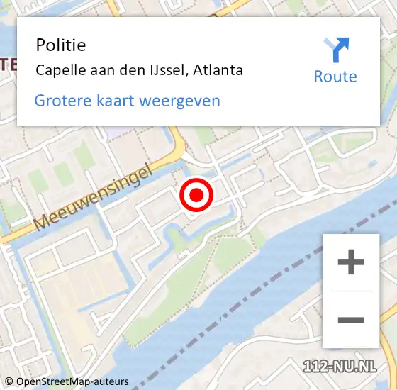 Locatie op kaart van de 112 melding: Politie Capelle aan den IJssel, Atlanta op 1 juni 2024 19:39