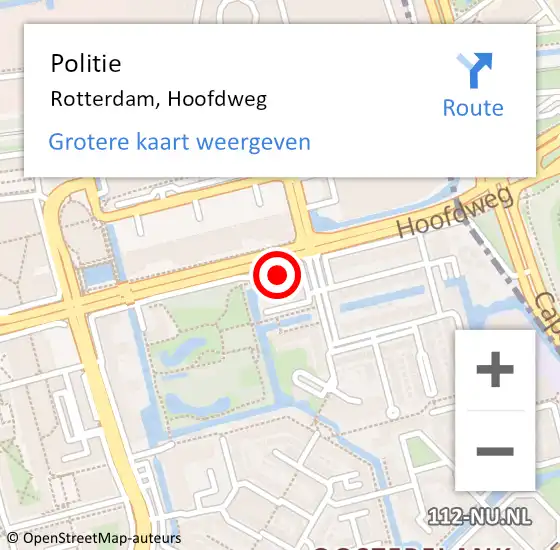 Locatie op kaart van de 112 melding: Politie Rotterdam, Hoofdweg op 1 juni 2024 19:53