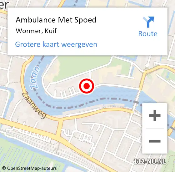 Locatie op kaart van de 112 melding: Ambulance Met Spoed Naar Wormer, Kuif op 1 juni 2024 20:05