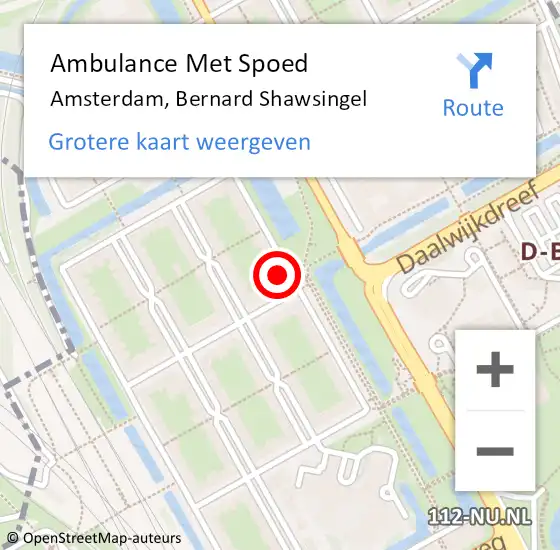 Locatie op kaart van de 112 melding: Ambulance Met Spoed Naar Amsterdam, Bernard Shawsingel op 1 juni 2024 20:17