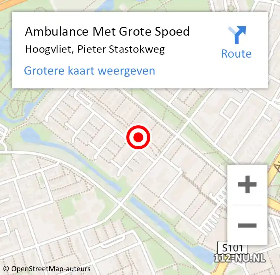 Locatie op kaart van de 112 melding: Ambulance Met Grote Spoed Naar Hoogvliet, Pieter Stastokweg op 1 juni 2024 20:44