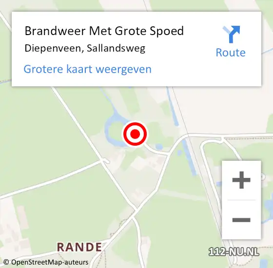 Locatie op kaart van de 112 melding: Brandweer Met Grote Spoed Naar Diepenveen, Sallandsweg op 1 juni 2024 21:02