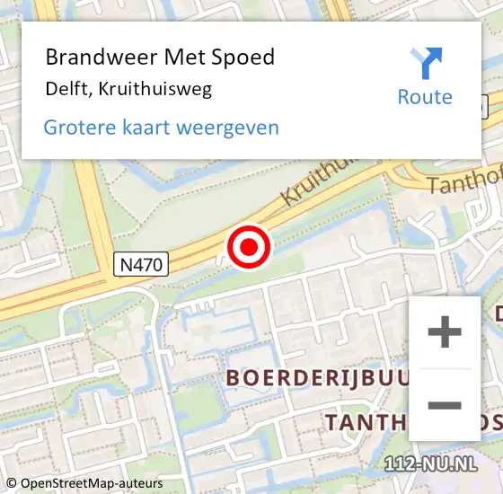 Locatie op kaart van de 112 melding: Brandweer Met Spoed Naar Delft, Kruithuisweg op 1 juni 2024 21:15