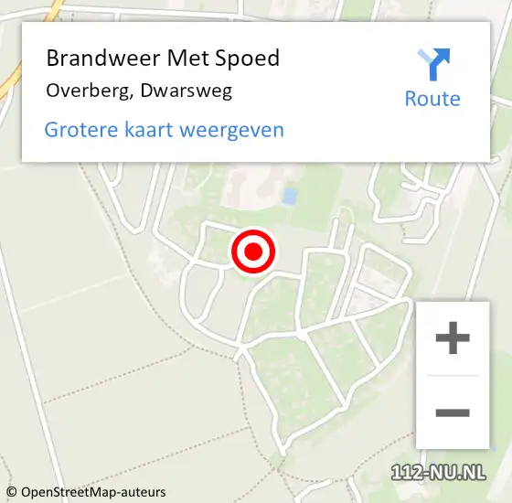 Locatie op kaart van de 112 melding: Brandweer Met Spoed Naar Overberg, Dwarsweg op 1 juni 2024 21:15