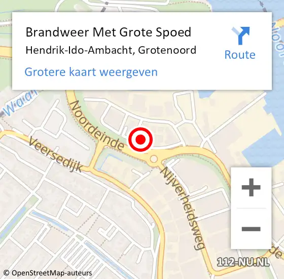 Locatie op kaart van de 112 melding: Brandweer Met Grote Spoed Naar Hendrik-Ido-Ambacht, Grotenoord op 1 juni 2024 21:24