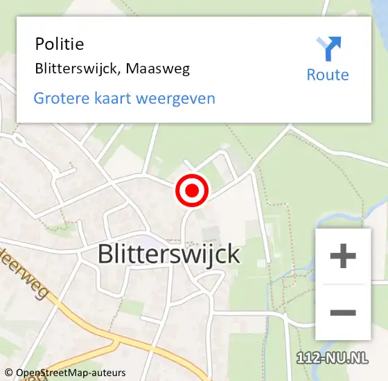 Locatie op kaart van de 112 melding: Politie Blitterswijck, Maasweg op 1 juni 2024 21:25