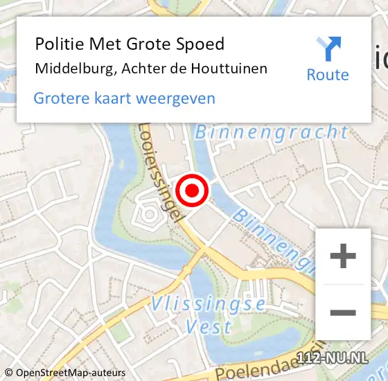 Locatie op kaart van de 112 melding: Politie Met Grote Spoed Naar Middelburg, Achter de Houttuinen op 1 juni 2024 21:27