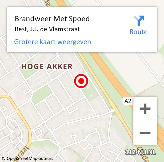 Locatie op kaart van de 112 melding: Brandweer Met Spoed Naar Best, J.J. de Vlamstraat op 1 juni 2024 21:50